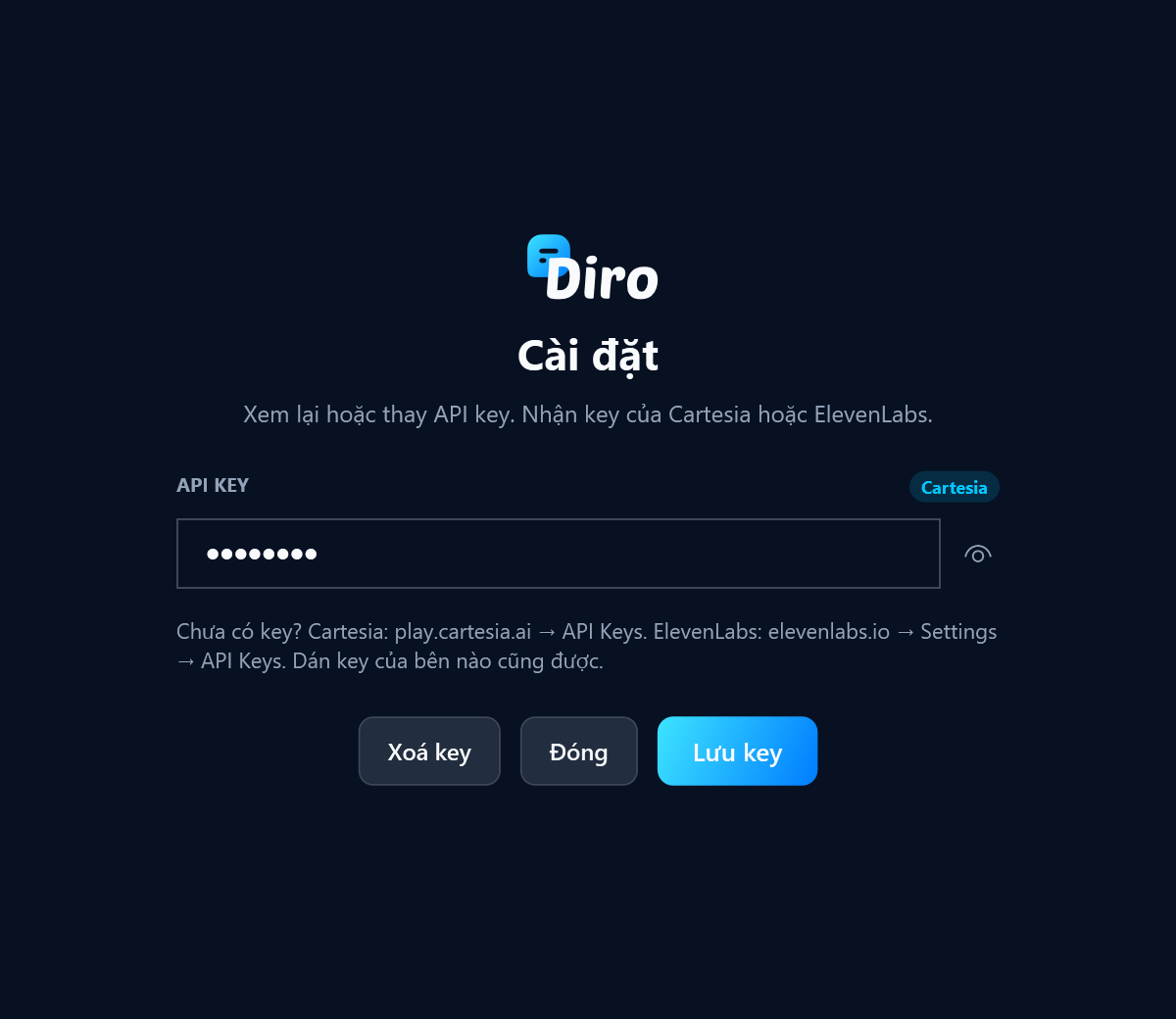 Hộp thoại Cài đặt