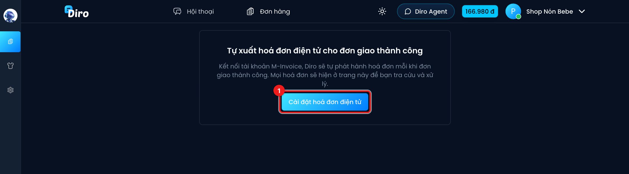 Trang Hoá đơn khi chưa kết nối