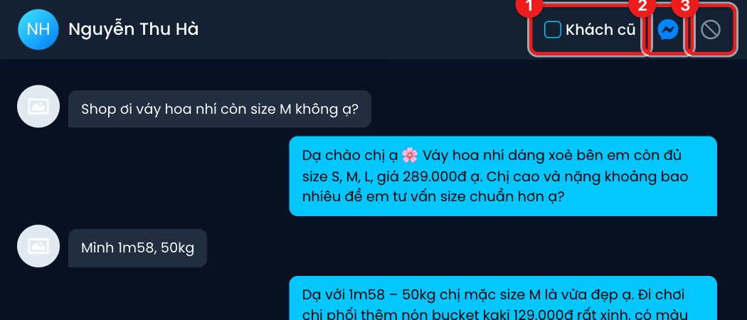 Các nút trên thanh tên khách