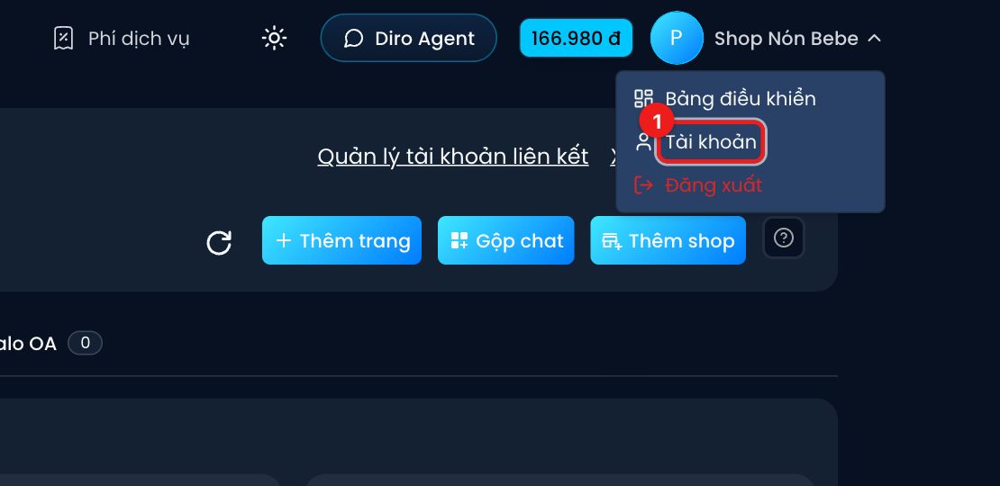Mở trang Tài khoản