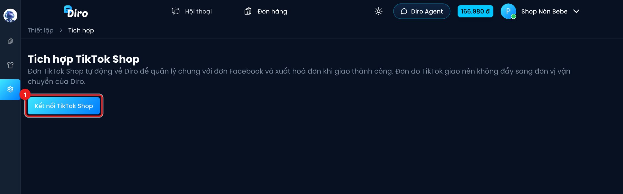 Trang Tích hợp TikTok Shop