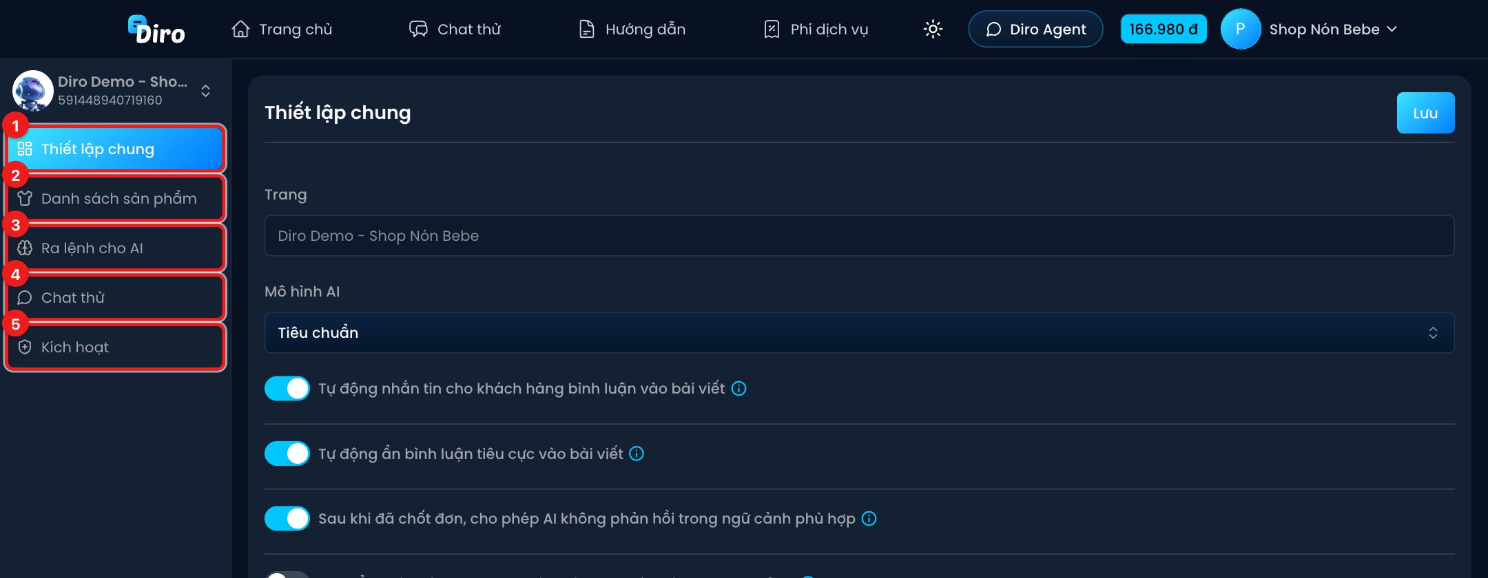 Thanh bên của Chat Agent